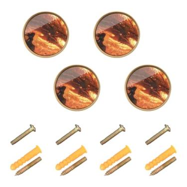 Imagem de Joisal Fire Dragon 4 maçanetas de porta de cozinha para armários maçanetas de banheiro douradas para armários, puxadores de porta para armários de cozinha 3,6 cm