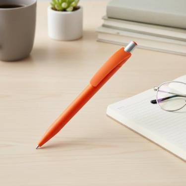 Imagem de Caneta Plástica, Laranja, Tinta Azul, Material Plástico, Design Funcional, Multiuso, Ideal para Trabalho, Estudo e Viagens