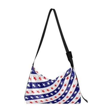 Imagem de GAIGEO Bolsa de ombro masculina de couro Arrow to the Heart on Valentine's Day, bolsa de ombro transversal de couro com zíper, Bandeira nacional dos EUA com estrelas listradas, One Size