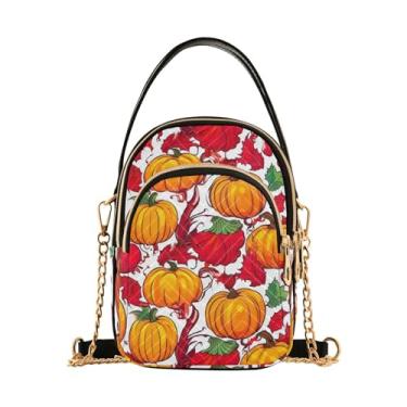 Imagem de GAIGEO Bolsas de ombro femininas para balas de Natal, bolsa de ombro, bolsas transversais modernas para mulheres, Abóboras laranja com folhas de pedra-2, One Size