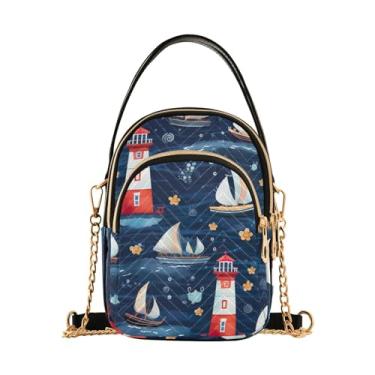 Imagem de Bolsa tiracolo feminina Ladybug Animals Parrten, bolsa tiracolo feminina, bolsa tiracolo estilosa para viagens, Farol e barcos - 5, One Size