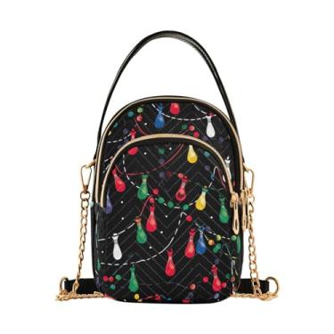 Imagem de Bolsa tiracolo de gengibre em vermelho com alça longa de gelo, bolsas de ombro para mulheres, bolsa transversal, bolsa transversal para meninas, Luzes de Natal com Pom-2, One Size