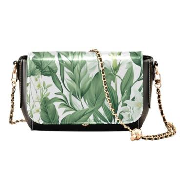 Imagem de Bolsa tiracolo feminina de couro Green Fresh Fruit on Natural Branch, bolsas de couro para mulheres, Plantas e folhas verdes em aquarela-1, One Size