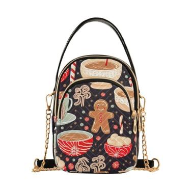 Imagem de GAIGEO Bolsa tiracolo feminina com textura tartã verde e preta, bolsa tiracolo moderna com corrente dourada, Cookie-2, One Size