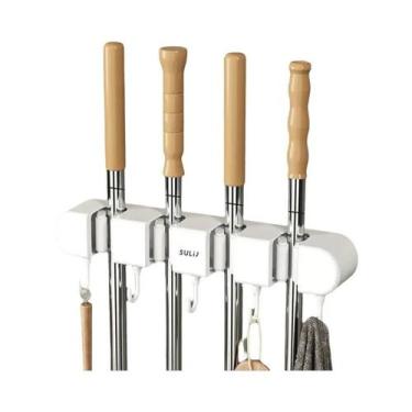 Imagem de Suporte De Parede Para Vassouras E Rodos, Prateleira Organizadora De B