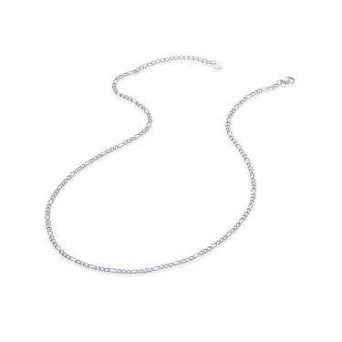 Imagem de PAVOI Corrente Fígaro banhada a ouro 14K à prova d'água, 16+2", Ouro branco, Sem Pedra Preciosa