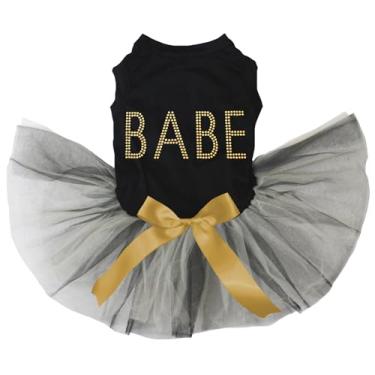 Imagem de Petitebella Vestido de cachorro Babe com strass (preto/dourado e preto, grande)