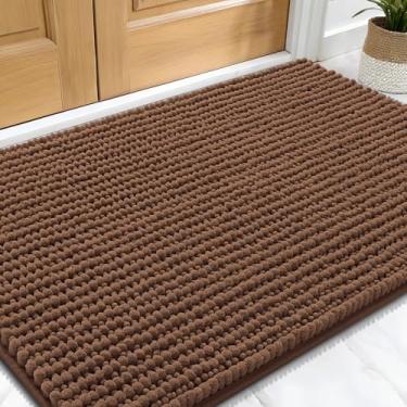 Imagem de OLANLY Tapete de porta de cachorro para patas enlameadas 76 x 50 cm, capacho de lama de chenille ultra absorvente, antiderrapante, lavável e com armadilha de sujeira para entrada interna, tapetes de