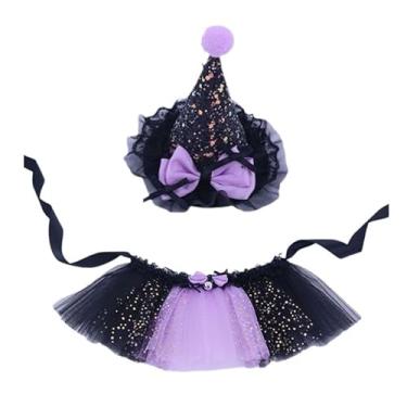 Imagem de Petitebella Vestido de cachorro bruxa acessório de cabelo aniversário pacote com 2 (roxo, tamanho único)