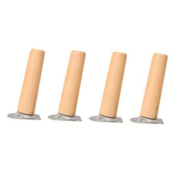 Imagem de TRGCJGH Pernas de Móveis Redondo Madeira Maciça Substituição Sofá Cadeira Loveseat Mesa de Café Armário Móveis Pernas de Madeira (Conjunto de 4), Bevel-19,7 polegadas
