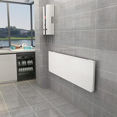 Imagem de TRGCJGH Mesa de parede, mesa dobrável flutuante montada na parede, mesa de jantar de folhas caídas pequena mesa de madeira, mesa de trabalho dobrável comprimento 101,6 cm largura 40,6 cm, para cozinha