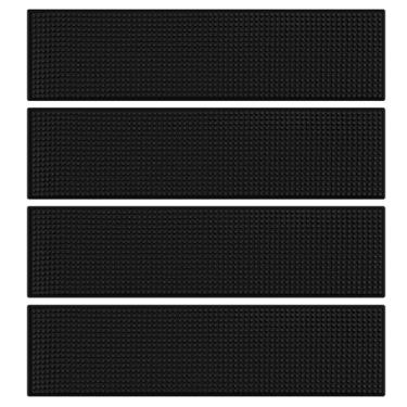 Imagem de Tioncy 4 peças de tapete de bar para bancada, antiderrapante, de borracha, café, bar, serviço, para barman, pratos quentes, restaurantes, barbearia, tosquiadeiras (preto, 61 x 15 cm)