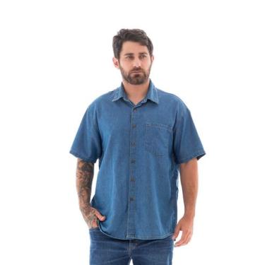 Imagem de Camisa Jeans Masculina M/c Arauto Leve, Azul médio, M