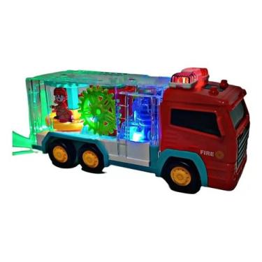 Imagem de Caminhão de Bombeiro Transparente Bate Volta Engrenagem Luz e Som Resg