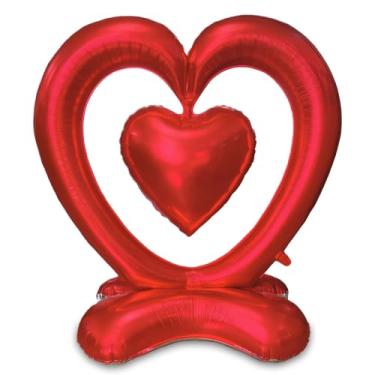 Imagem de HAIMITI Balões de dia dos namorados grandes balões de coração amor balões de alumínio em pé com pés (coração 2)