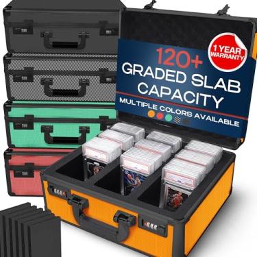 Imagem de VALUN Graded Trading Card Case; Durable Sports, PSA and Pokemon Storage Box - Organizer Slab for Your Collection - For Baseball, Football, TCG, MTG Cards (ORANGE (120+ SLABS), 120+ Slabs)