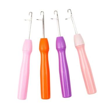 Imagem de Fancyes Conjunto de 4 agulhas de crochê com trava, leves e multifuncionais, ideais para artesanato, tricô e confecção de tapetes.
