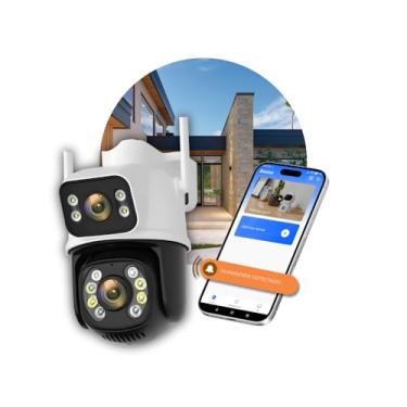 Imagem de Câmera Wi-Fi A28 PTZ 6MP Duas Lente, Visão Noturna, Infravermelho, Prova D'Água, Externa, Camera de Segurança Sem Fio, Controle Celular