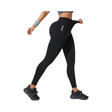 Imagem de Calças De Yoga Pretas De Cintura Alta Com Controle De Barriga Para Mul