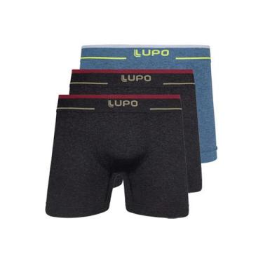 Imagem de Kit com 3 Cuecas Boxer Lupo 17800-001 Plus Size Colorido, Azul, XG