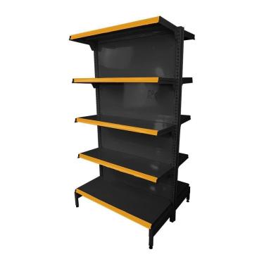 Imagem de Gôndola Prateleira Preta 5 Níveis 40x30 New Plus 1,70 Central Inicial Pe Amarelo - Sa Gôndolas