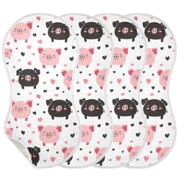 Imagem de Wassud Panos de musselina Kawaii Pigs Baby Burp 1 pacote com babadores de algodão toalha de rosto absorventes e macios para arrotos para meninos e meninas recém-nascidos