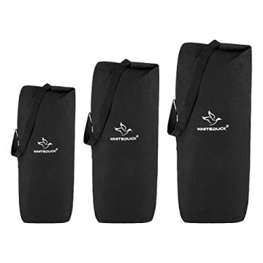 Imagem de WHITEDUCK Bolsa de ombro dobrável de lona com carga superior, bolsa de ombro resistente à água para academia masculina e feminina, esportes, viagens, caminhadas, acampamento, mochila, preto, Small 21