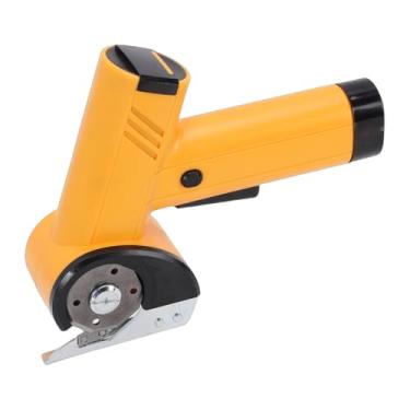 Imagem de Cryfokt Tesoura Elétrica Sem Fio, Cortador de Caixa de Papelão Recarregável Com Luz LED Embutida, Lâminas de Segurança Duplas e Trava, Tesoura de Tecido Poderosa para Tela, Papel, (Amarelo)