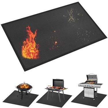 Imagem de Tapetes de churrasqueira para churrasqueira ao ar livre - KANHIRO Almofada de grelha dupla face à prova de fogo e protetor de pátio, à prova de óleo, impermeável para churrasco, almofada de grelha