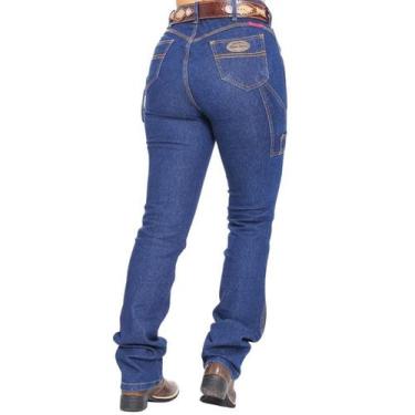 Imagem de Calça Carpinteira Feminina Country Destroyer Mula Rosa, 46, Azul
