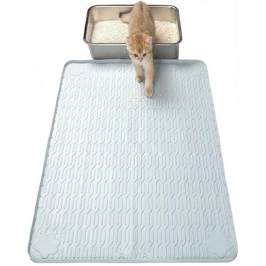 Imagem de ANWA Tapete para caixa de areia para gatos, tapete grande de silicone de grau alimentício de 101,6 cm x 71 cm, compatível com robô de caixa de areia automática, fácil de limpar