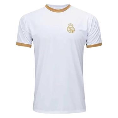 Imagem de Camiseta Real Madrid Logo Lisa Masculino - Branco e Dourado Branco-dourado GG-Masculino