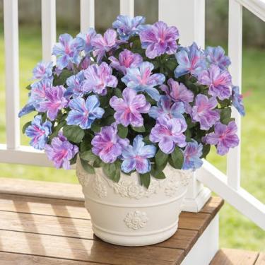 Imagem de Hommyea Flores artificiais falsas para atividades ao ar livre, 8 pacotes de flores de seda sintéticas, decoração de primavera, resistente a UV, flores de plástico que não desbotam para plantadores