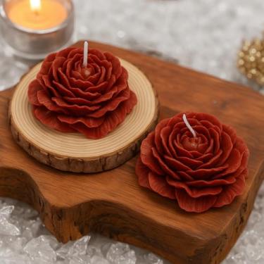 Imagem de Velas Rosa Kit 10 Flor decoração festa lembrancinha casamento eventos 30g (Vermelha)
