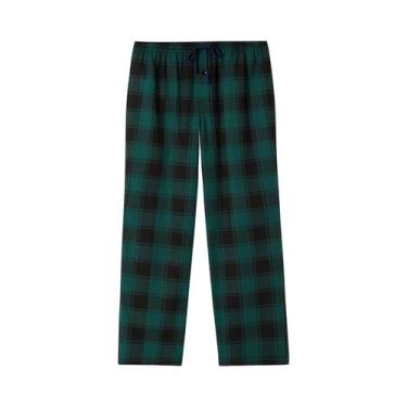 Imagem de Calças De Pijama Masculinas Em Flanela Xadrez Outono Inverno Casuais C
