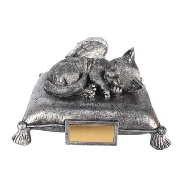 Imagem de Stgfyxgs Urna funerária em resina com gato dormindo, presente para animais de estimação, escultura memorial, estátua para homenagear animais de estimação em