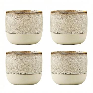 Imagem de chooguang Xícaras de chá de cerâmica 200 ml, conjunto de chá de cerâmica estilo japonês, xícara de chá, xícara de chá de ervas, xícara de café de cerâmica mate de erva-mate, conjuntos de 4 copos cinza