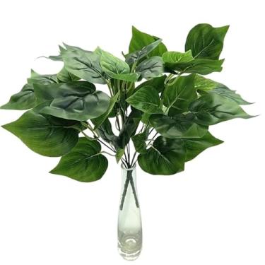 Imagem de Buquê de plantas verdes de plástico simulação casamento grama parede arranjos florais acessórios decoração falsa mesa casa (verde escuro)