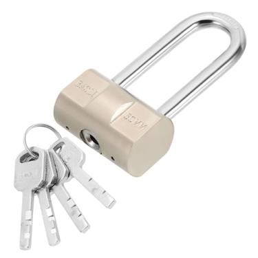 Imagem de PATIKIL Fechaduras resistentes de 5 polegadas (50 mm), cadeado de liga de aço de alta segurança com 4 chaves para janela de porta de armazenamento de contêiner de transporte de armazém (H: 103 mm