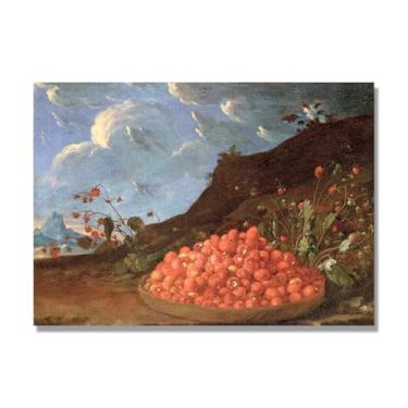 Imagem de Arte em tela vintage de frutas mortas, pintura clássica de cozinha country, decoração de parede de casa de fazenda quente para sala de jantar e cozinha. B57. 30x42cm-11,8x16,5 pol. Somente tela