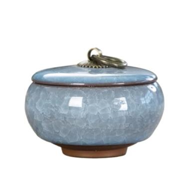 Imagem de KEG801302 Manteiga de cerâmica rachada organizador de chá portátil doméstico com tampa (amarelo)