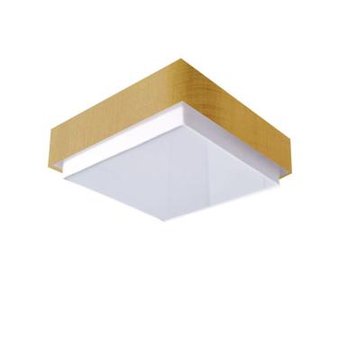 Imagem de Plafon Quadrado Vivare Md-3092 Cúpula Em Tecido 60x60cm - Bivolt Palha 127/220v