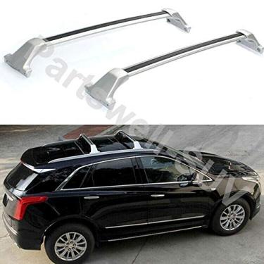 Imagem de YiXi-Partswell 2 peças de rack de teto barras transversais bagageiro de alumínio adequado para Cadillac XT5 2016-2020 - prata