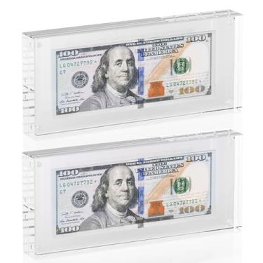 Imagem de Porta-notas de dólar, 2 unidades – Suporte acrílico para notas de dólar de 19,8 cm x 9,9 cm, estojo magnético espesso para moedas, bilhetes, notas e selos (2)