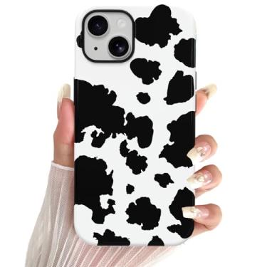 Imagem de Skyseaco Capa para iPhone 13/14, capa de telefone híbrida com estampa de vaca leiteira, capa rígida de 2 camadas, macia à prova de choque para meninas, mulheres, meninos, homens, vaca leiteira