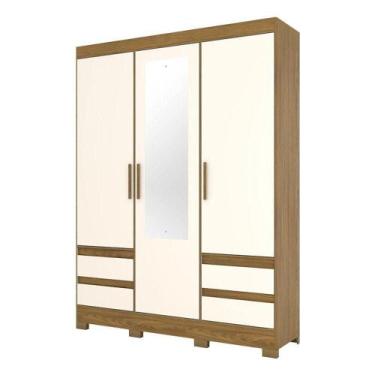 Imagem de Guarda Roupa Casal Lema Nature Off White Com Espelho - Briz Móveis - M