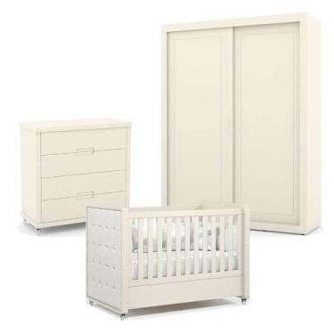 Imagem de Quarto De Bebe 2 Portas Tutto New Com Capitonê New Boucle E Gaveteiro 