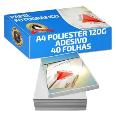 Imagem de Papel Fotográfico Foto 120g Adesivo Poliéster A4 Glossy À Prova D'água