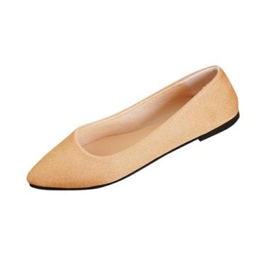 Imagem de Sandálias rasteiras femininas versáteis casuais plus size bico fino de corte baixo para primavera verão, Caqui, 35