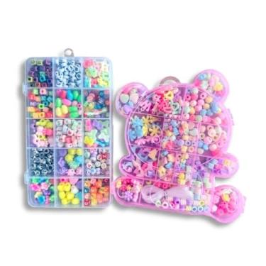 Imagem de Kit Miçangas Coloridas Infantil para Pulseiras 3000 Peças com Fio de Silicone Conjunto Premium